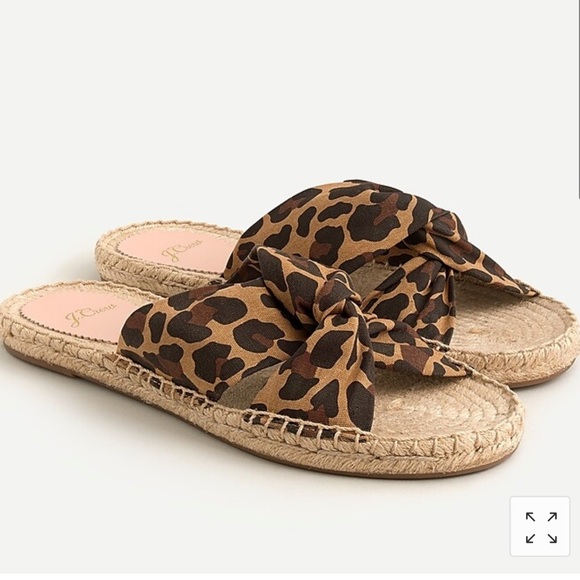 J. CREW Twisted-knot espadrille sandals in leopard canvas EXTRA NARROW Size 8 - Picture 1 of 10